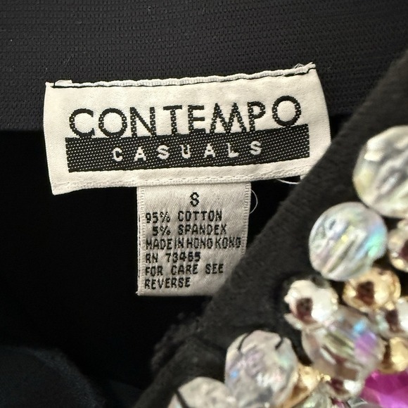 Vintage 90s Contempo Strappy Bodycon Mini Dress S Black Bejeweled Party Clubwear - Picture 5 of 16